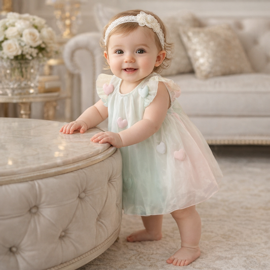 Vestido bebé • corazones 3D